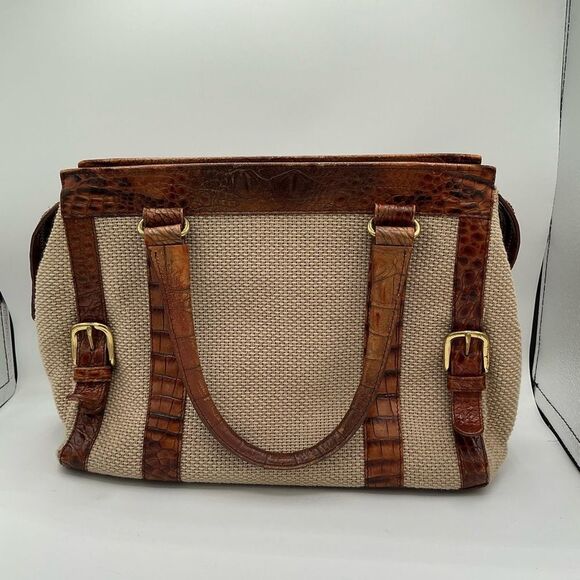 Brahmin Tan and Brown Satchel